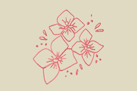 Amaryllis Flower Doodle No Outline: A Seasonal Embroidery Standout
