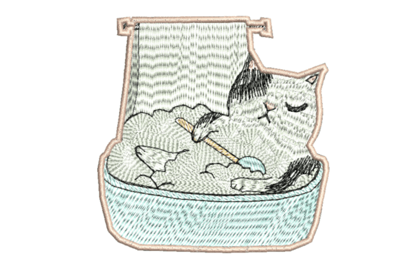 Cat in Bath Embroidery Design Review