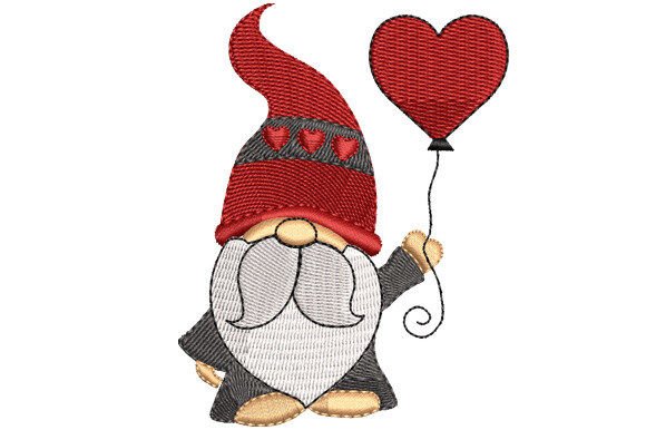 Christmas Gnome With Heart Balloon