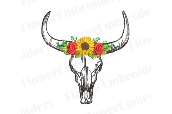 Cow Skull in Flowers Embroidery Review
