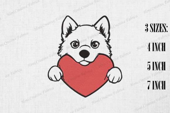 Cute Siberian Husky Peeking from Heart