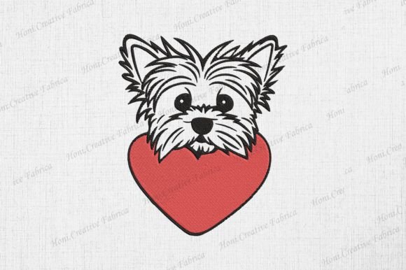 Yorkshire Terrier Peeking from Heart